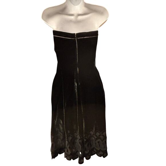 Maple Black Velvet Strapless Mini Dress S Embroidered Festive Fairy Whimsygoth - Picture 3 of 6